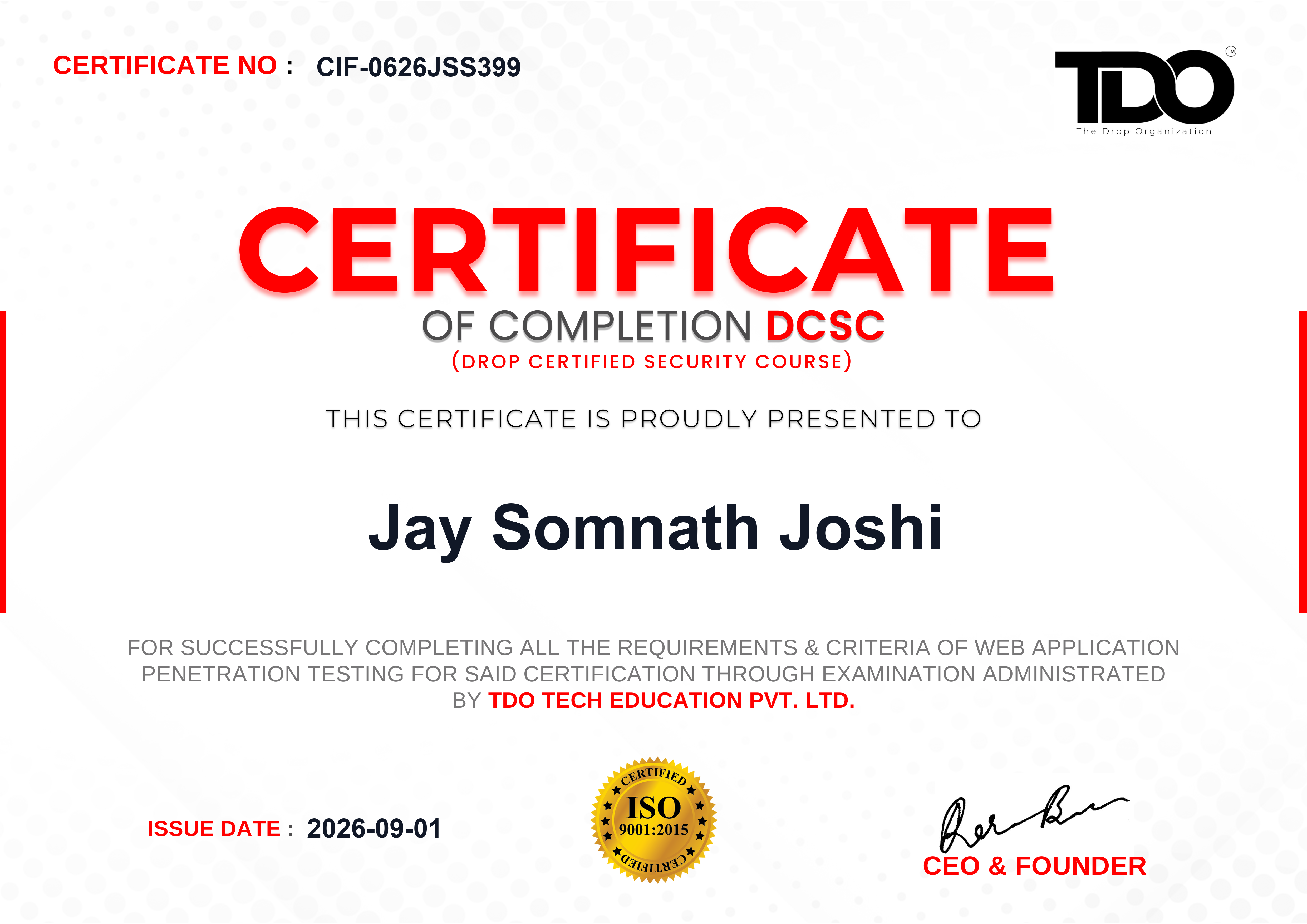 Certificate preview